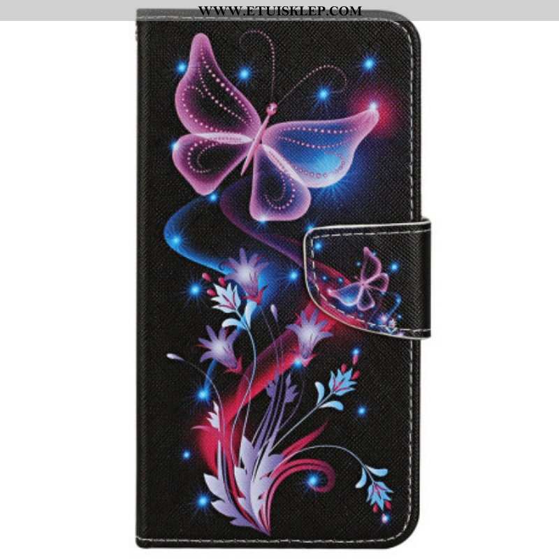 Etui Folio do iPhone 15 z Łańcuch Lot Ćm Na Smyczy